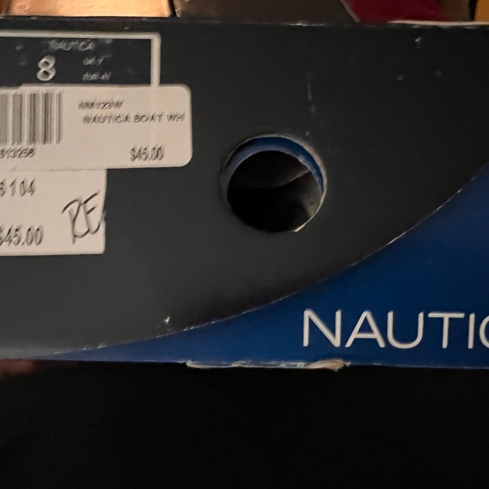 NEVER WORN NAUTICA MENS BOAT SHOES, SIZE 8, WHITE CANVAS - Picture 6 of 6
